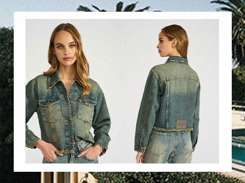 Campera TINA de denim rigido 100 % algodon, matizado en colores