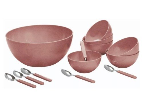 Set postre 13 piezas bowl, compoteras y cucharas acero inox. Carol