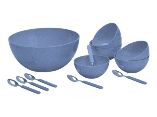 Set postre 13 piezas bowl, compoteras y cucharas acero inox. Carol