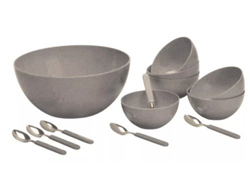 Set postre 13 piezas bowl, compoteras y cucharas acero inox. Carol