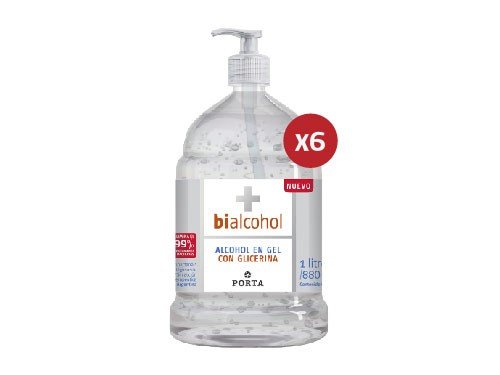 6 unid. Alcohol en gel Neutro Glicerina 1000ml