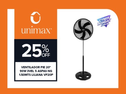 Ventilador De Pie Liliana 20" Vp20p 90w 5 Aspas Negro