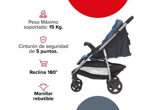 Cochecito de Paseo con Manillar Rebatible Azul Bebesit