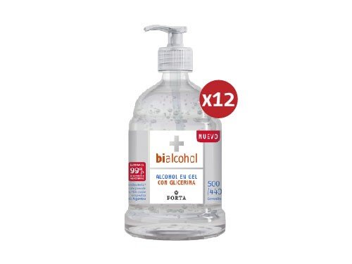 12 unid alcohol en gel con glicerina 500 ml