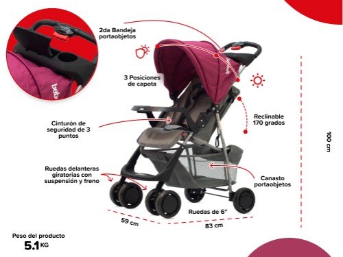 Cochecito travel system EOS morado con huevito Bebesit