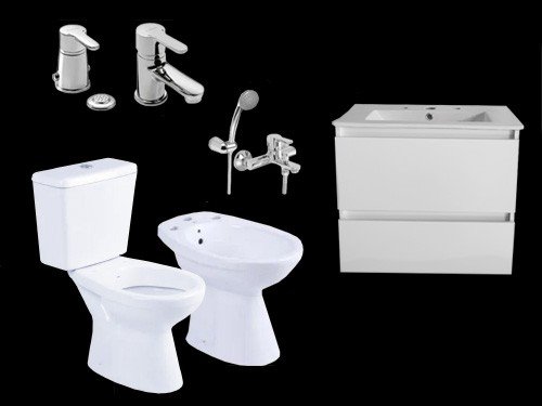 Combo de baño vanitory 50cm, sanitarios Capea y griferia Piazza