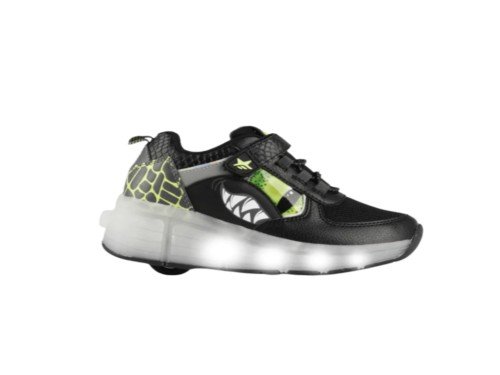 Zapatillas Roller Shark Negro/Verde Con Luces Led Roll690 Footy