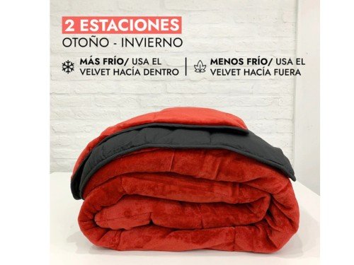 Plumón Velvet Queen Rojo Negro 2 Estaciones Extra Térmico