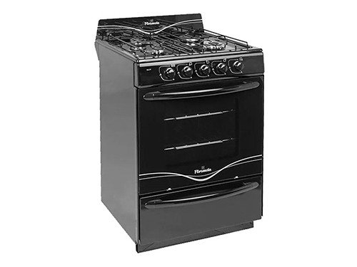 Cocina a gas 56 cm 4 hornallas negra FLOR 5517F Florencia