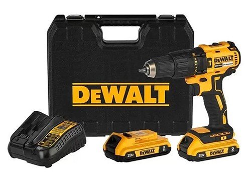 Taladro percutor inalámbrico baterías cargador y maletín 20 V Dewalt