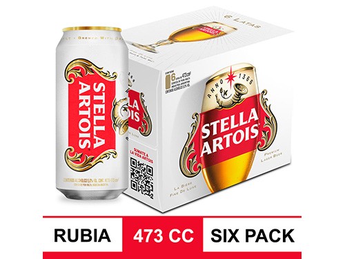 Cerveza Stella Artois Lata 473cc x6