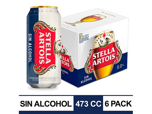 Cerveza Stella Artois 0.0% Lata 473cc x6