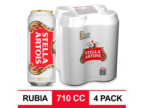 Cerveza Stella Artois Lata 710cc x4