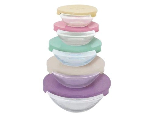 Set 5 Bowls Tapa Multicolor C/caja Carol - Mix Pastel