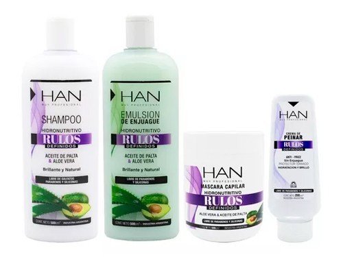 Han Kit Rulos Shampoo Acondicionador Mascara Crema De Peinar