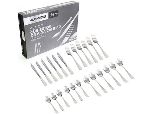 SET DE CUBIERTOS HOME BOX ACERO INOXIDABLE ALPINA 24 PIEZAS