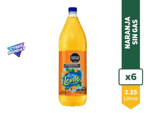 Agua Saborizada Levite Naranja Sin Gas 2.25L x 6