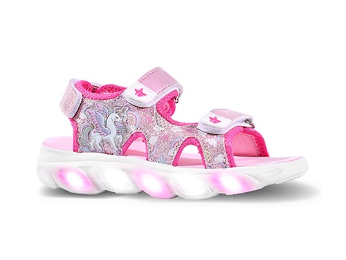 Sandalias Footy Nena Glitter Unicorn Rosa Con Luz