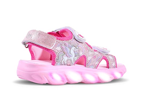 Sandalias Footy Nena Glitter Unicorn Rosa Con Luz