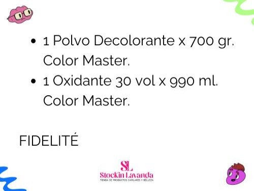 Polvo decolorante y Oxidante revelador FIDELITE COLOR MASTER