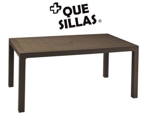 Mesa de Jardin Plastica Simil Rattan Exterior 150 x 90 Alejo