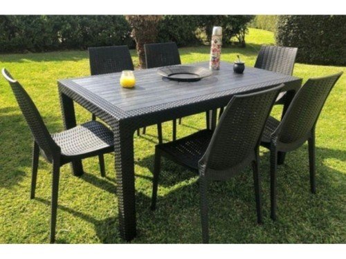 Mesa de Jardin Plastica Simil Rattan Exterior 150 x 90 Alejo