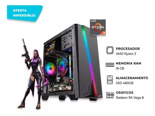 PC Gamer Ryzen 3 16Gb SSD 480Gb