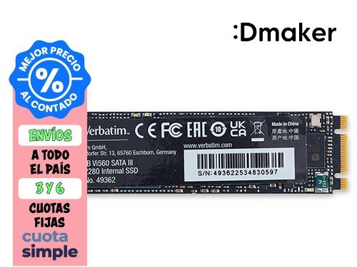 DISCO INTERNO SSD 512GB VERBATIM VI560 SATAIII M.2 HASTA 520MB/S