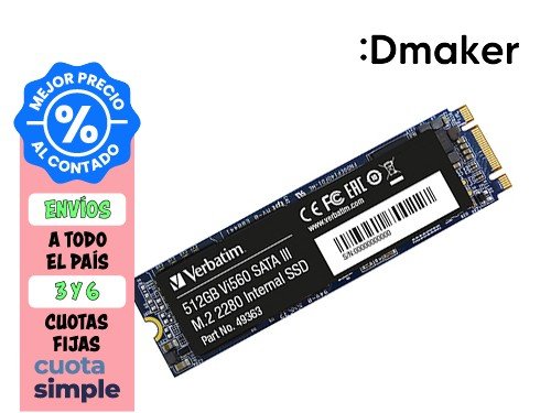 DISCO INTERNO SSD 512GB VERBATIM VI560 SATAIII M.2 HASTA 520MB/S