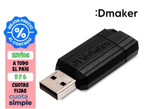 PENDRIVE 128GB VERBATIM FLASH PINSTRIPE USB 2.0 NEGRO RETRÁCTIL