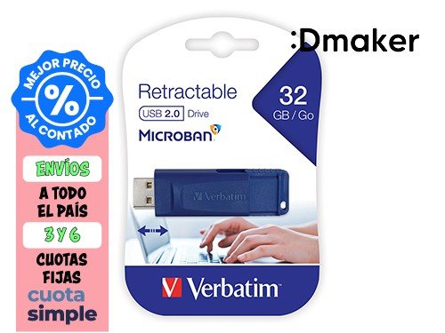 PENDRIVE 32GB VERBATIM FLASH USB 2.0 AZUL CUBIERTA RETRÁCTIL