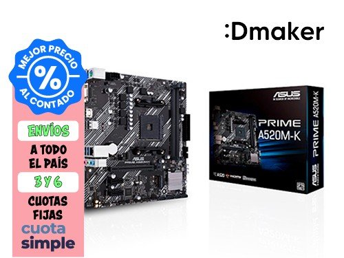 MOTHERBOARD ASUS PRIME A520M-K AM4 DDR4 M.2 - PCIe 3.0 - PCIe 4.0