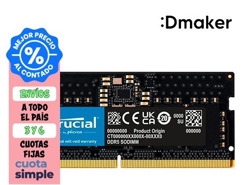 MEMORIA RAM 16GB DDR5 3200MHZ CRUCIAL PARA NOTEBOOK