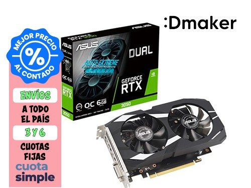 PLACA DE VIDEO ASUS DUAL GEFORCE RTX 3050 6GB GDDR6 OC EDITION FP32