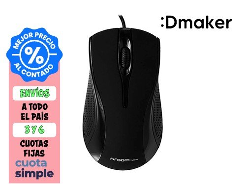 MOUSE ÓPTICO ARGOMTECH MAXI MS22 800DPI USB NEGRO 3 BOTONES