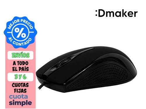 MOUSE ÓPTICO ARGOMTECH MAXI MS22 800DPI USB NEGRO 3 BOTONES