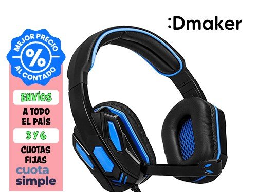 AURICULAR GAMER OVER EARS ARGOMTECH - MICRÓFONO COMBAT USB NEGRO-AZUL