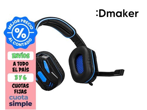 AURICULAR GAMER OVER EARS ARGOMTECH - MICRÓFONO COMBAT USB NEGRO-AZUL