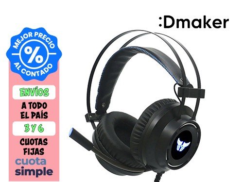 AURICULAR GAMER OVER EARS ARGOMTECH MICRÓFONO HS46 USB NEGRO-AZUL