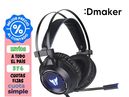 AURICULAR GAMER OVER EARS ARGOMTECH MICRÓFONO HS46 USB NEGRO-AZUL