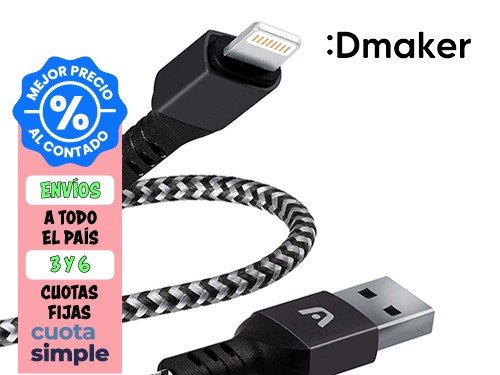 CABLE LIGHTNING-USB 2.0 ARGOMTECH 1.8 METROS NYLON NEGRO