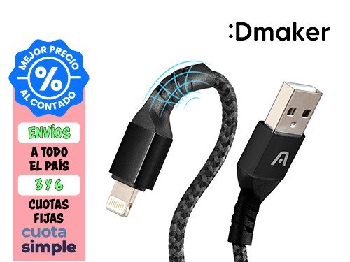 CABLE LIGHTNING-USB 2.0 ARGOMTECH 1.8 METROS NYLON NEGRO