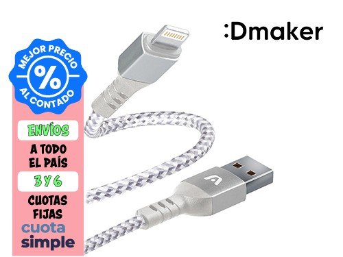 CABLE LIGHTNING-USB 2.0 ARGOMTECH 1.8 METROS NYLON BLANCO