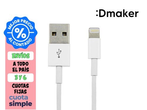 CABLE LIGHTNING USB 2.0 ARGOMTECH 3 METROS BLANCO