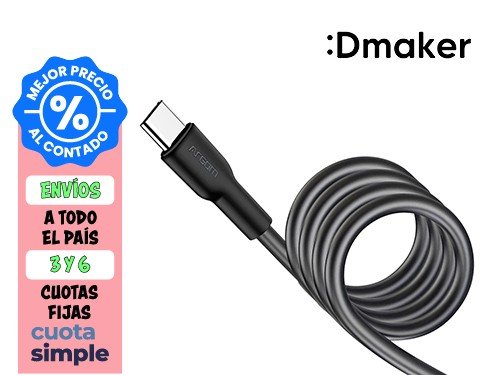 CABLE CARGA RÁPIDA TYPE-C ARGOMTECH 1.8 METROS 65W - 3.3A - NEGRO