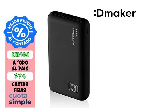 CARGADOR PORTÁTIL DE BATERÍA ARGOMTECH C20 20000 MAH NEGRO