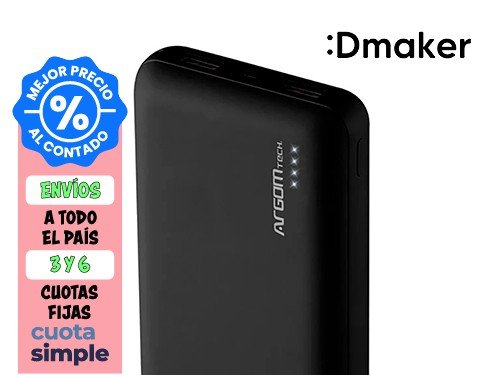 CARGADOR PORTÁTIL DE BATERÍA ARGOMTECH C20 20000 MAH NEGRO