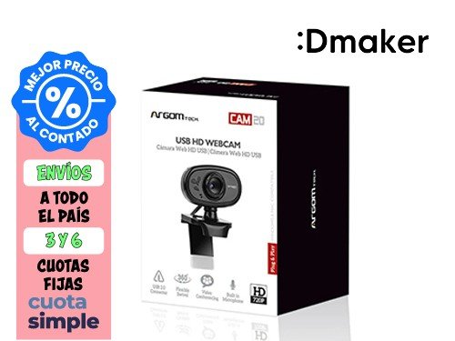 WEBCAM ARGOMTECH CAM20 HD 720P CON MICRÓFONO 360° - NEGRO