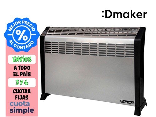 CONVECTOR ELÉCTRICO PORTÁTIL PROTALIA CH2000B 2000W ACERO INOXIDABLE