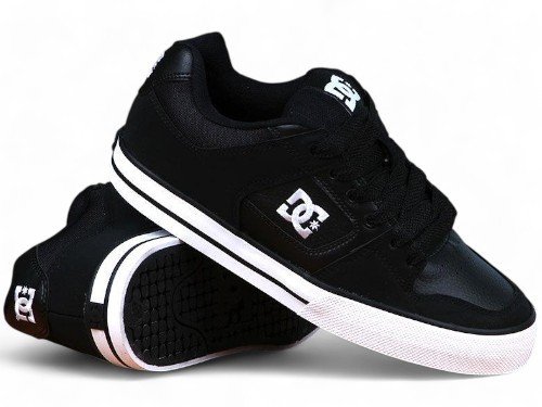 Zapatillas Dc Pure Negras Blanco Chunky Anchas Skate